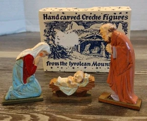 Vintage Anri Hand Carved Creche Figures From Tyrolean Mountains with Orginal Box - Picture 1 of 7