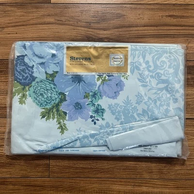 Stevens Fine Combed Percale Twin Sheet 72x108 Flower Designs Made In USA - Image 1 of 4