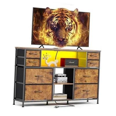 Cajón tocador con soporte de TV para dormitorio - Soportes de TV para 45, 50, 55 marrón rústico Foto 1 de 4