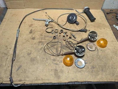 1971 SUZUKI T250 HUSTLER CLUTCH LEVER CABLE THROTTLE HORN TURN SIGNALS MISC - Image 1 of 4