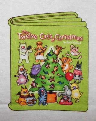 Twelve Cats of Christmas cut & sew fabric book panel Kevin Whitlark holiday kitt - Image 1 of 4