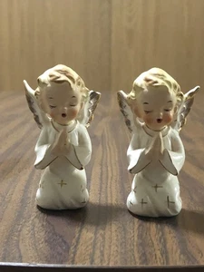 Vintage Artmark Japan Porzellan zwei Weihnachtsengel Figuren Set MCM beschädigt - Bild 1 von 6