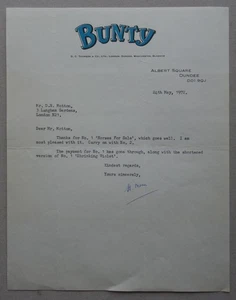 Bunty comic Editorial Letter to David Motton May 24 1972 DC Thomson Rare FN - Picture 1 of 4
