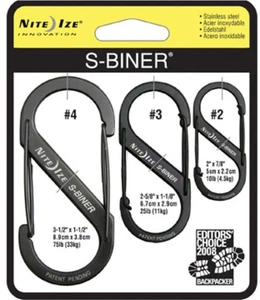 Nite Ize S-Biner Versatile Carry Biners - 3 Pack, Black SB234-03-01 - Picture 1 of 1