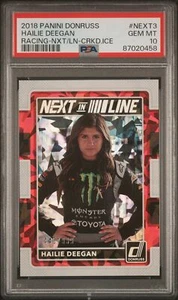 PSA 10 Hailie Deegan 2018 Panini Donruss #Next3 Next Cracked Ice 999 Rookie Card - Picture 1 of 1