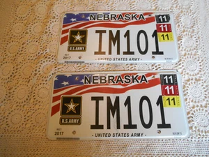 2 NEBRASKA Nummernschilder Tags U.S. Army Veteran Vet Military #IM101 - Bild 1 von 3