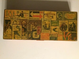 Royal London antike Briefmarkenbox Holz Filz alte Sammlung Unikat selten A1 - Bild 1 von 12