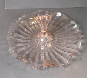 Plato de caramelo de colección festoneado de vidrio rosa depresión ancla Hocking - Imagen 1 de 10