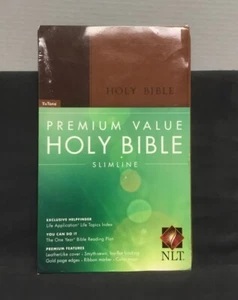 Holy Bible Slimline NLT Tyndale Leather-like Gold Edges - Picture 1 of 11