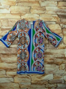 India Boutique Dress or Tunic blue/orange One Size S-M Cold/Slit Shoulder/arms - Picture 1 of 8