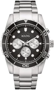 Bulova schwarzes Zifferblatt Chronograph Edelstahl Herrenuhr - 98A154 - Bild 1 von 1
