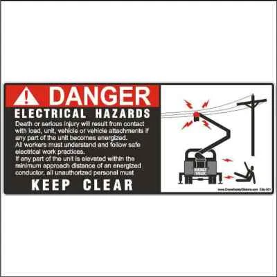 STICKY PAPER DESIGNS Crane Safety Sticker Bucket Truck Electrical Hazard Decal