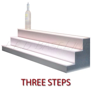Espositore per liquori illuminato a LED 24" 3 livelli - finitura acciaio inox - Foto 1 di 2