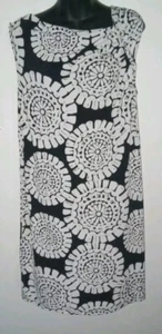 58 Merona Women's Black&White Geo Print Boat Neck Sleeveless At Knee Dress Sz XL - Picture 1 of 9