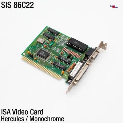 SIS 86C22 Hercules Monochrome Isa 8-BIT Video Card Graphics Adapter Graphic Card - Image 1 of 2