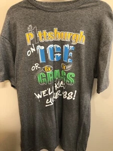 Pittsburgh Steelers Pittsburgh Penguins On Ice Or Grass Kick As* SZ L TShirt New - Picture 1 of 14