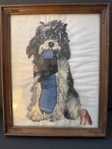 Quadro con cornice ago personalizzato fatto a mano cane Shaggy 14 x 12" vecchio inglese - Foto 1 di 5
