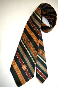 Neck Tie VTG Oleg Cassini 60s 70 Orange Red Fancy Stripe Poly Wide Tie 56" x 4" - Picture 1 of 7
