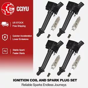 CCIYU 4 Ignition Coil + 4 Spark Plug For 16 17 2018 2019 Buick Cascada 1.6L L4 - Picture 1 of 8