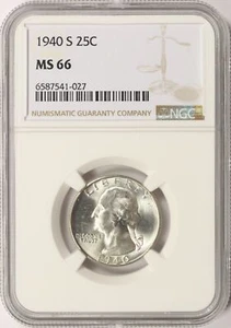 Washington Quarter 1940-S 25c NGC MS66 - Imagen 1 de 4