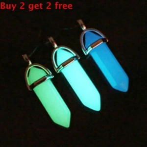 Glow in the Dark Kristall Atlantis Cosplay Halskette grün oder blau leuchtender Kristall UK - Bild 1 von 12