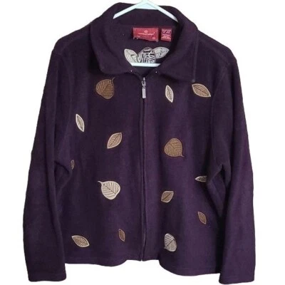 Suéter NorthCrest Hoja Púrpura Polar Cremallera Talla L Foto 1 de 4