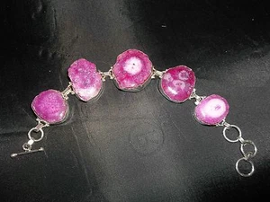 BEAUTIFUL SOLAR QUARTZ 6 3/4" - 7 3/4" BRACELET HANDCRAFTED 5 GEMSTONE BRACELET - Picture 1 of 3