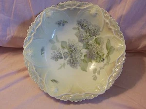 Vintage Deutsch Preußen Porzellan Obst Beere Herzstück Floral Violett Schale RIESIG - Bild 1 von 10