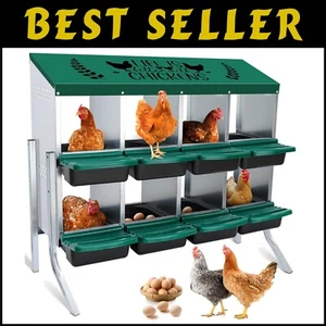 8-Hole Height-Adjustable Chicken Nesting Boxes with Automatic Egg Collection - Picture 1 of 9