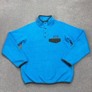 Patagonia Synchilla Fleece Womens Small Blue Snap-T Outdoors Logo Jumper Lady - Picture 1 of 9