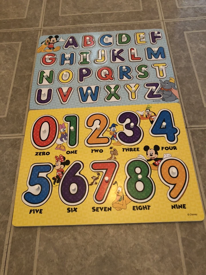 Juego de rompecabezas de clavijas de madera Melissa & Doug Disney letras números ligeramente usados Foto 1 de 1