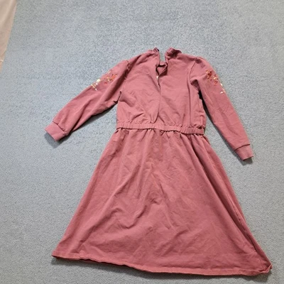 Vestido Martino Fit & Flare para mujer talla 12 rosa bordado floral manga larga Foto 1 de 4