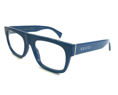 Gucci Eyeglasses Frames GG1137O 004 Polished Blue Square Full Rim 53-14-145 - Image 1 of 4