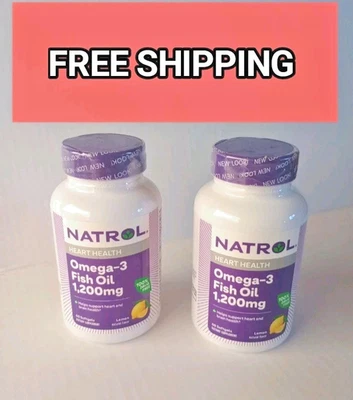 2 瓶 Natrol Omega 1200 毫克柠檬 60 粒软胶囊有效期至 26 月 2 日 28 日 心脏健康 — 第 1/4 张图片