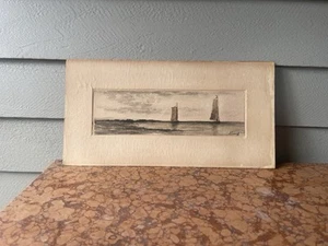 ANTIQUE LATE 19TH C SAILBOAT WATER SEASCAPE, DARK TONES, SIGNED TODERALL (SMALL) - Picture 1 of 18
