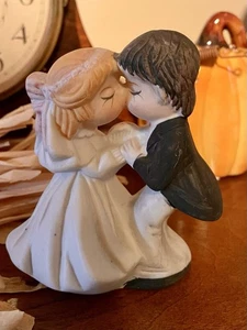 Vintage Keramik Braut und Bräutigam Kuchen Topper Figur Mid Century - Bild 1 von 8