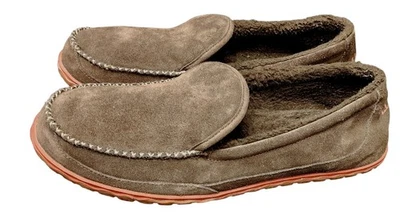LL Bean Mountain Slipper Scuffs Brown Suede Slip On Fleece Lined Men's Size 13M - Image 1 of 4