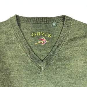 Orvis Maglione Gilet Uomo XL Verde Lana Merino Scollo V Leggero Morbido - Foto 1 di 8