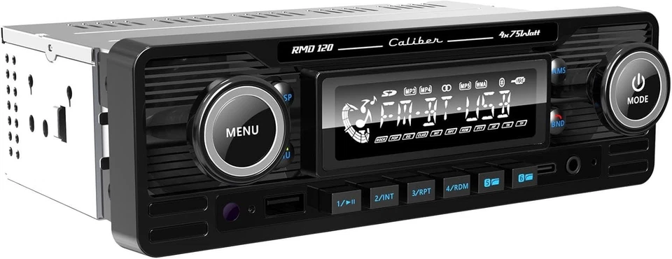 Caliber Retro Autoradio Auto Radio Bluetooth USB FM 1 DIN Bluetooth Black Tuner - Bild 1 von 3