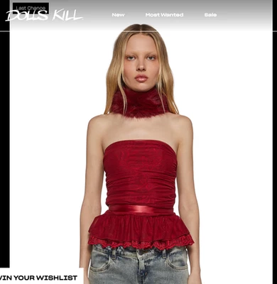 Nuevo con etiquetas Muñecas Kill RED Corsé Top - Malla de Encaje Sin Tirantes Bustier - Estilo Agotado Foto 1 de 3