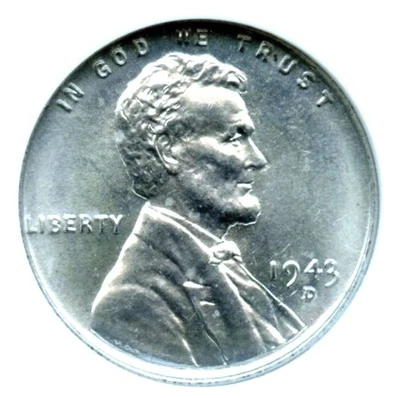 1943-D/D RPM-2 Lincoln Cent, ANACS MS66, Old Holder**** - Image 1 of 3