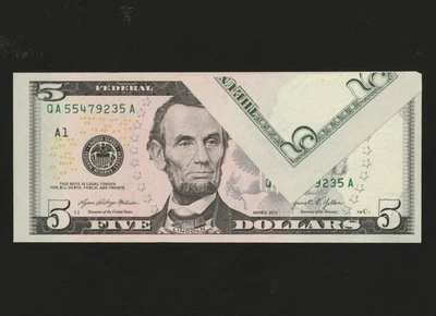 FABRICATED 2021 $5 Fold Over "ERROR" CUT FROM BEP ISSUED SHEET, NOT OFFICIAL - Image 1 of 3