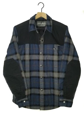 Eddie Bauer Franela Jac Camisa Chaqueta de Campo Azul Cuadros Aislados Codo Parches Pequeño Foto 1 de 4
