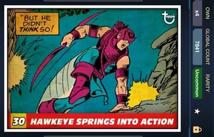 marvel collect VINTAGE PANEL #30 springs to action HAWKEYE topps digital card W3 - Bild 1 von 2