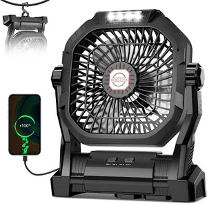 20000mAh Portable Camping Fan Battery Powered Tent Light Fan with LED Light/Hook - Picture 1 of 11