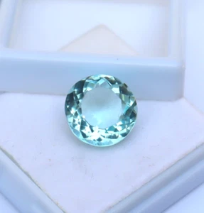 Piedras preciosas sueltas de aguamarina azul cielo natural corte redondo de 9,80 quilates piedra preciosa certificada - Imagen 1 de 7