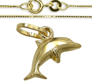 ECHT GOLD *** Kleiner Delfin Delphin Anhänger 12 mm, Kette - Bild 1 von 10