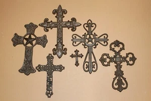 Western Country Americana Gifts Stocking Stuffers Cast Iron Wall Crosses - 6 - Picture 1 of 11