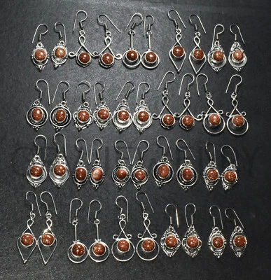 Lote a granel de 200 pares de pendientes de piedras preciosas de piedras preciosas de oro con superposición de plata de ley 925 WHE-3 Foto 1 de 4