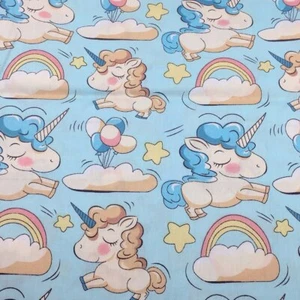 Cute Unicorn Cotton Fabric.Great Quality. Dress, Quilt, home.Kids Cotton. BTY - Picture 1 of 3
